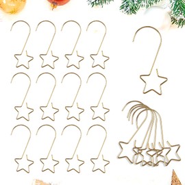 Pack of 100 Christmas Tree Hooks, Ball Hangers for Christmas Tree Decorations, S Hooks with Star, Metal Hooks, Decorative Hooks, Xmas Small Hanger, Star Christmas Tree Baubles Hooks, Small, Quick