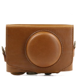 MegaGear MG1175 Canon PowerShot SX740 HS, SX730 HS Ever Ready Leather Camera Case with Strap - Light Brown