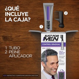 Just For Men Tinte Control Gradual, Gel para Hombre, Negro T55, Cobertura Natural, 40g