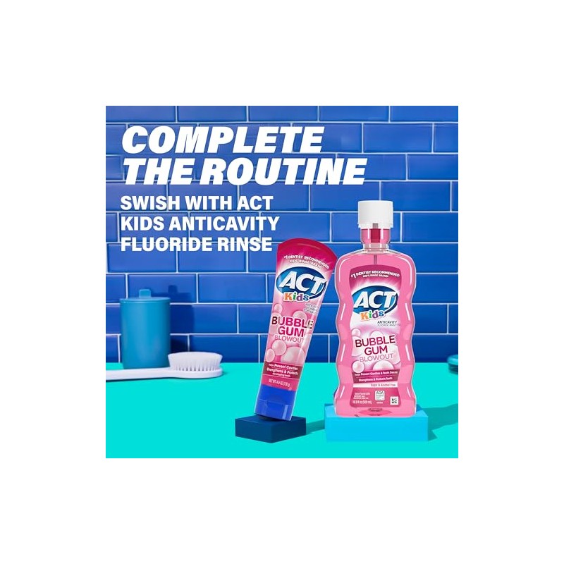 ACT Kids Bubblegum Blowout Toothpaste 4.6 ounce (Pack of 3)