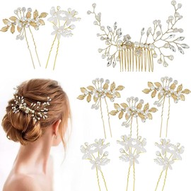 Umimiss 9pcs Bridesmaid Hair Accessories Gold/Silver -Bridal Hair Accessories,Wedding Hair Accessories,Silver Hair Accessories,Pearl Hair Accessories,Flower Hair Accessories,Hair Accessories For Women