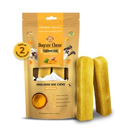 Dogsee Himalayan Yak Chews for Dogs - Medium Turmeric Calming Dog Treats - Yak Milk Dog Chew - Long Lasting Cheese Bones for Dogs - Medium (2 Pack)
