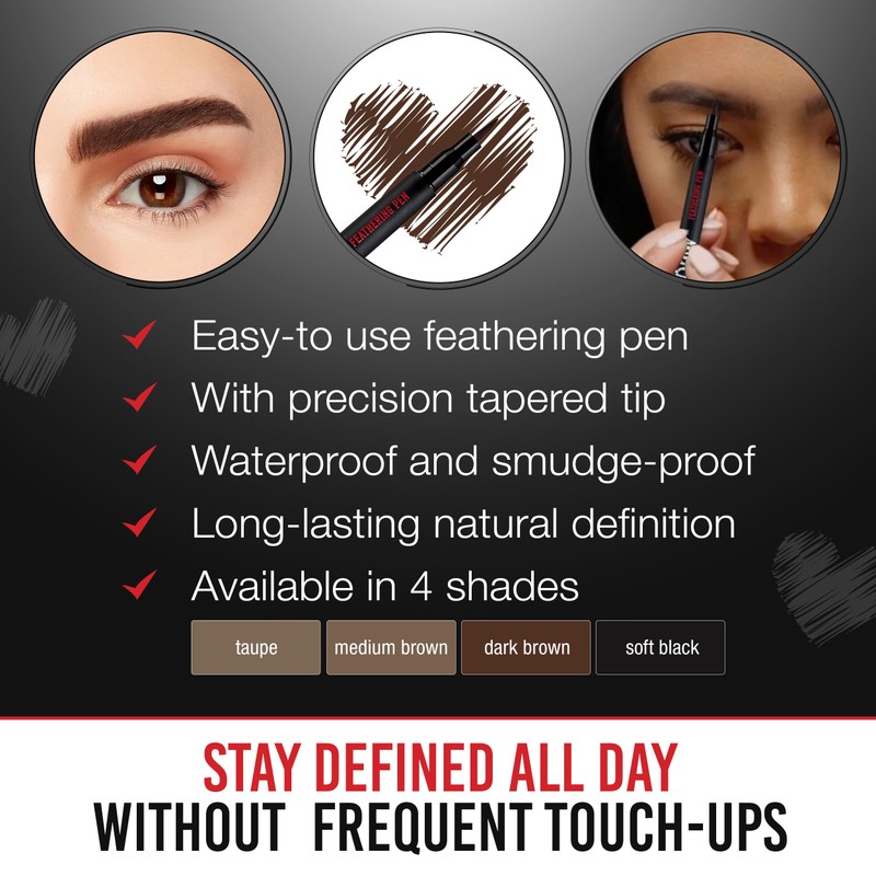 Ardell Beauty Stroke a Brow Feathering Pen, Dark Brown, 1-pack