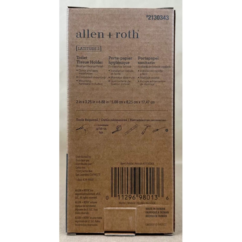 Allen + Roth Latitude 2 Brushed Bronze Toilet Paper Tissue