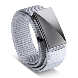 VANNANBA Mens Nylon Ratchet Belts with Automatic Adjustable Buckle,Mens Durable Belts for Golf Jeans Casual(36"-39" Waist Adjustable,Grey)