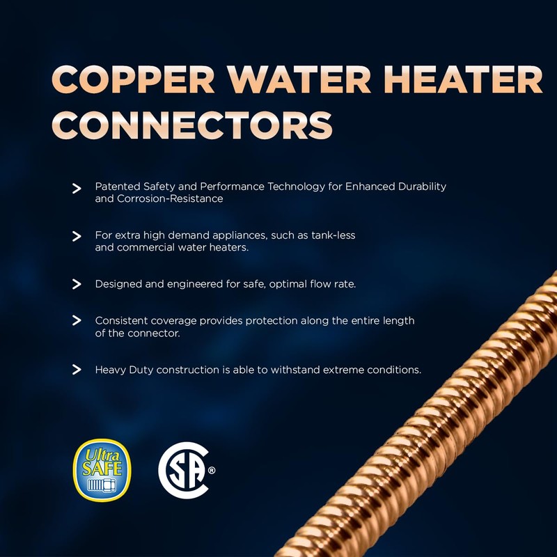 Flextron FTWC-C34-24A 24" Long Connector for Water Heater with 3/4"