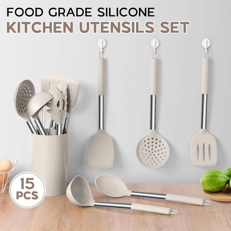 Onader Silicone Cooking Utensils Set of 15, Kitchen Utensils Set