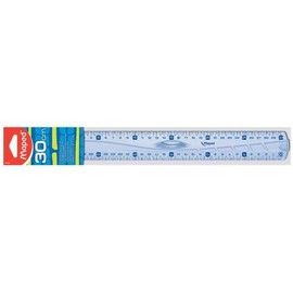 MAPED Set of 3 Flat Rulers Triple Timer Geometric Plastic Transparent 30 cm with Handle