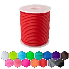 Craft County Hollow Rubber Tubing – 75 ft Spools of Super Flexible Tubing – Great for Arts & Crafts – Red 3 mm