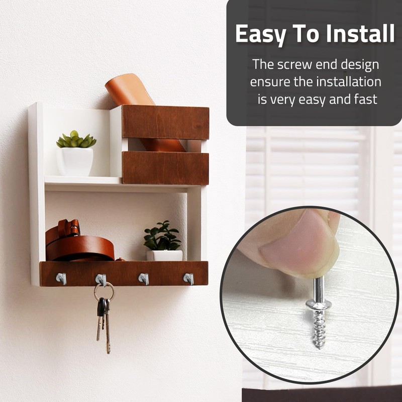 Biaungdo 100 Pack 1/2" L Shaped Hooks, Silver Mini Self