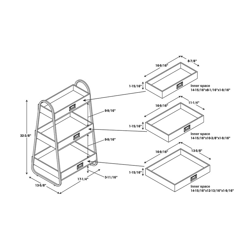 Linon Amzn0336 Tucker Three Tiered Bath Storage Unit, Brown