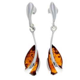 SilverAmber - Women's - 925 Silver & Amber Earrings - GL069B, Amber, Amber