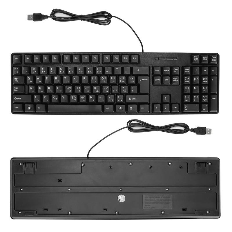 Computer Keyboards Ergonomic Design Durable USB Wired Arabic English Mechanical