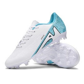 GODLARK Mens Soccer Cleats Womens Indoor Soccer Shoes Wide Baseball Turf Shoes Adult Youth Rugby Shoes Big Boys Small Spikes AG TF Football Boots, 2286 Ag White, 9 Women/7.5 Men