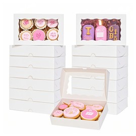 ROSPAKTEK 50pcs White 7x4.3x2 Inches Bakery Boxes for Cookies, Strawberries, Truffles & More; Perfect for Easter, Mother's Day, Christmas & Valentine's Day