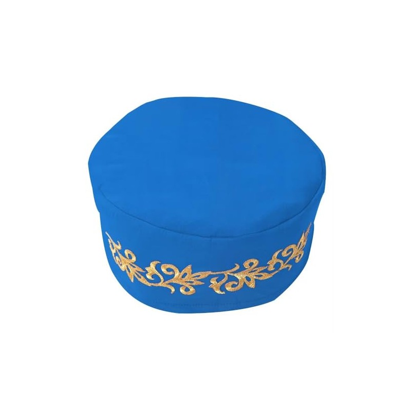 VeritableWax African Kufi Hat with Gold Embroidery Ankara Kufi Hats