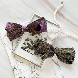 (2 types) Burnaby double loop tweed gold thread hairpin gold black / (2종) 버나비 더블 루프 트위드 금사 헤어핀 골드블랙