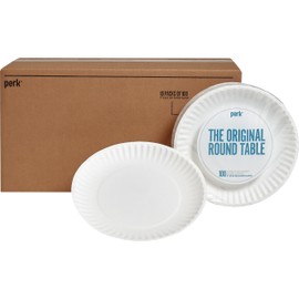 Perk Economy Paper Plates, 9", White, 1000/Carton
