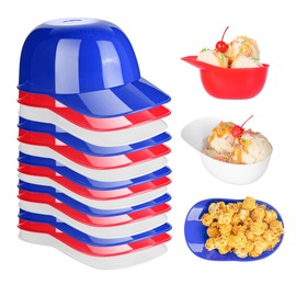 Restaurantware-Mini Serve 8.5 Ounce Baseball Helmet Ice Cream Bowls, 10 Disposable Sundae Bowls - Sturdy, Stylish, Blue Plastic Baseball Cap Bowls, Serve Snacks, For Sports Themed Birthday Parties