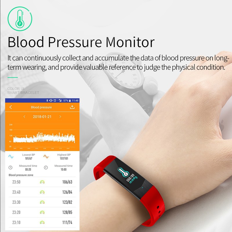 Business Fashion Color Screen Smart Bracelet Pedometer Heart Rate Monitoring