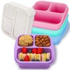 4 Pack Snack Containers, Reusable 3 Compartments Bento Snack Box