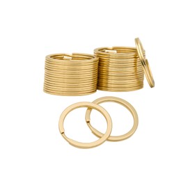 20 Pack Key Ring Keychain 1-1/5 Inch 30mm Diameter Metal Flat Split Key Chains Rings for Home Car Dog Tag Office Lanyards Keys Attachment Golden