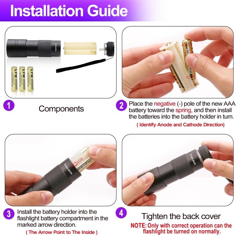 Black Light UV Flashlight,Vansky Blacklight 12 LED Urine Detector For