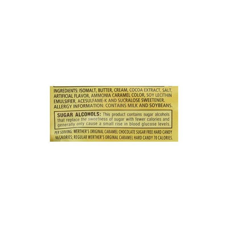 Werther's Original Caramel Chocolate Sugar Free Hard Candies 2.35 Oz(pack