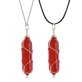 choice of all Red Healing Carnelian Necklace Real Carnelian Crystal Stone Necklace Carnelian Healing Stone Necklace (2pcs silver)