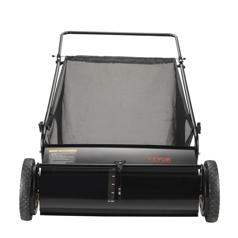 VEVOR Push Lawn Sweeper, 26 Inch Leaf & Grass Collector,
