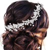 Campsis Bridal Wedding Hair Vine, Silver Leaf Crystal Headpiece, Flower