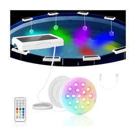 Pool Lights, Upgraded Solar Submersible LED Lights with Remote, 4.55 Inch USB Rechargeable IP68 Waterproof Underwater Light RGB 22 Colors Changing Solar Pool Light with Magnet for Hot Tubs 1 PACK