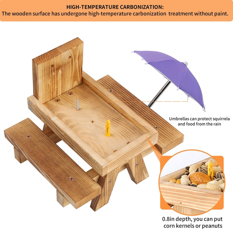 Gnodary Squirrel Feeder with Umbrella, Squirrel Feeders for Outside, Squirrel