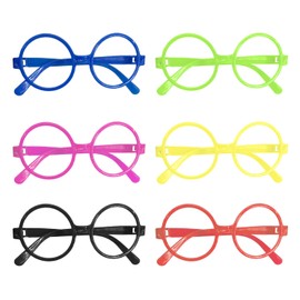 arrderly Pack of 6 fake glasses for children, round glasses, unique glasses, fashionable glasses, children's glasses without strength, perfect for parties, birthday parties