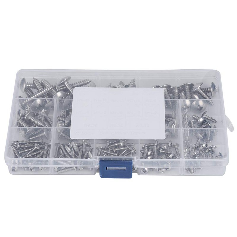 180pcs M3 M4 M5 M6 Stainless Steel Flat Head Self