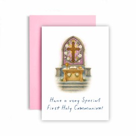 Huxters First Holy Communion Card for Girl - Chalice Design - Thoughtful Religious Greeting Card for a Special Milestone - 17 by 12cm (Girl)