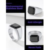 Richsteel Square Black Stone Ring for Women Mothers Chunky Onyx