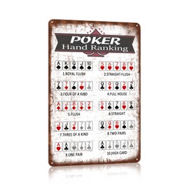 Vintage Poker Hands Rankings Metal Tin Sign Wall Decor Texas Poker Room Signs Accessories For Game Room Man Cave