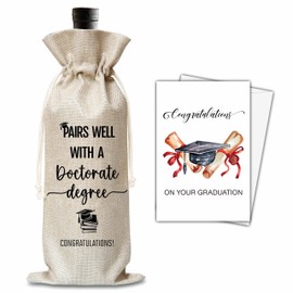 Doctorate Degree Graduation Gifts For Women Man, Doctorate Degree Students Graduation Wine Gift Bag, Pairs Well With A Doctorate Degree Wine Bag, Graduation Party Decoration Supplies Favors, B12