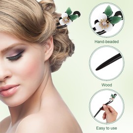 Lurrose Chinese Hair Sticks, Vintage Flower Hair Stick, Japanese Wood Chopsticks for Women Girls