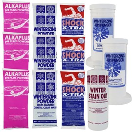 Rx Clear Pool Closing Kit for Above Ground and Inground Pools | Pool Winterizing Kit | Includes: pH Powder, Shock, Winterizing Powder, Winter Stain Out, & Winterizing Dispensers | Up to 45,000 Gallons