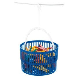 WENKO Basket Set-with 30 pegs, Polypropylene, Blue, 19 x 19 x 9 cm