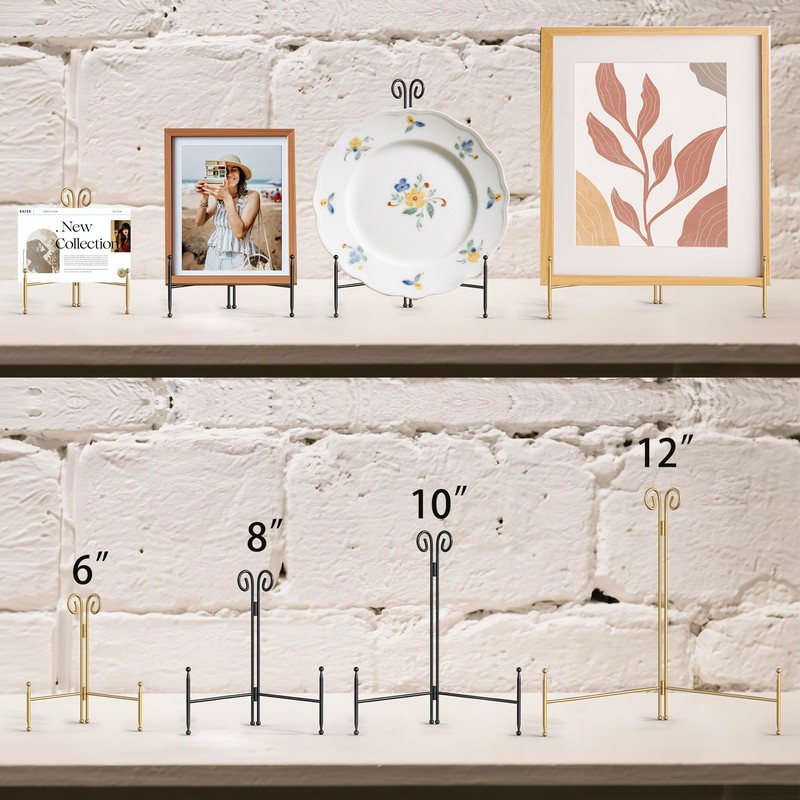 HEMYLU Display Stand for Plate, Foldable Metal Plate Stand for