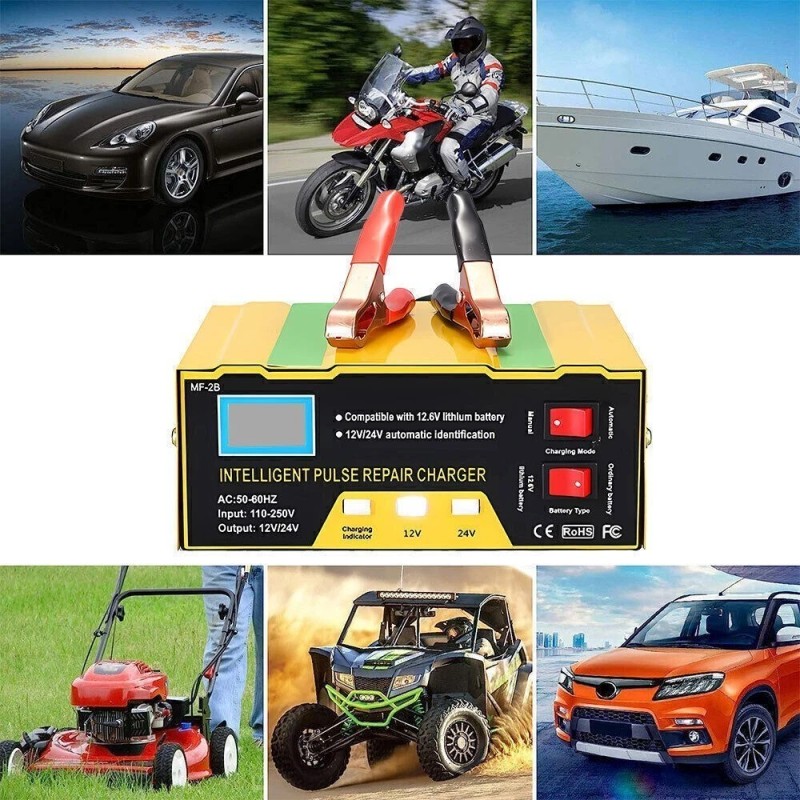 Car Battery Charger Heavy Duty 12V/24V Smart Automatic Intelligent Pulse