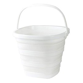 Pearl Metal AZ-5502 Folding Bucket, Square Shape, White, Width 12.0 x Depth 12.2 x Height 9.4 inches (30.5 x 31 x 24 cm), Car Washing, Outdoor, Fishing, Cleaning