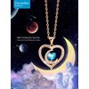 Birthstone Necklace for Women, 925 Sterling Silver Heart Moon Pendant
