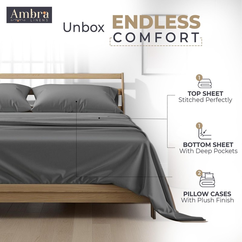 Ambra Linens - Queen Size 4 Piece Bed Sheet Set