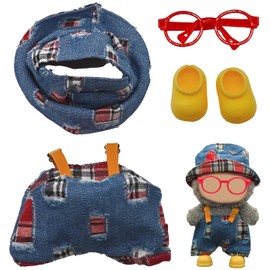 Doll Clothes Accessories Set for 17cm Doll, Funny Outfit Set Compatible with 17cm Doll, Adorable Doll Clothing Set, Cute Clothes for Dress up Unique Style, No Doll Included (Sky Blue)