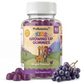 Kids Growth Gummies – Calcium, Vitamin D3 & K2 for Normal Bone Growth & Development in Children | 60 Vegan Grape Chews with Zinc, Astragalus & Collagen | Growing-Up Multivitamin, Ages 5+