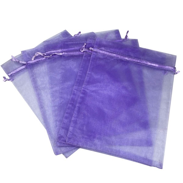 ANSLEY SHOP 50PCS 8x12 Inches Organza Gift Bags with Drawstring Gift Packaging Big Bags (Light Purple)